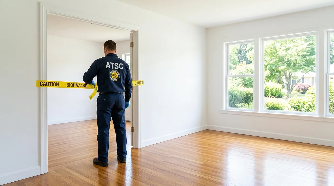 Certified biohazard cleanup crew performing Trauma Scene Cleanup in Yardville